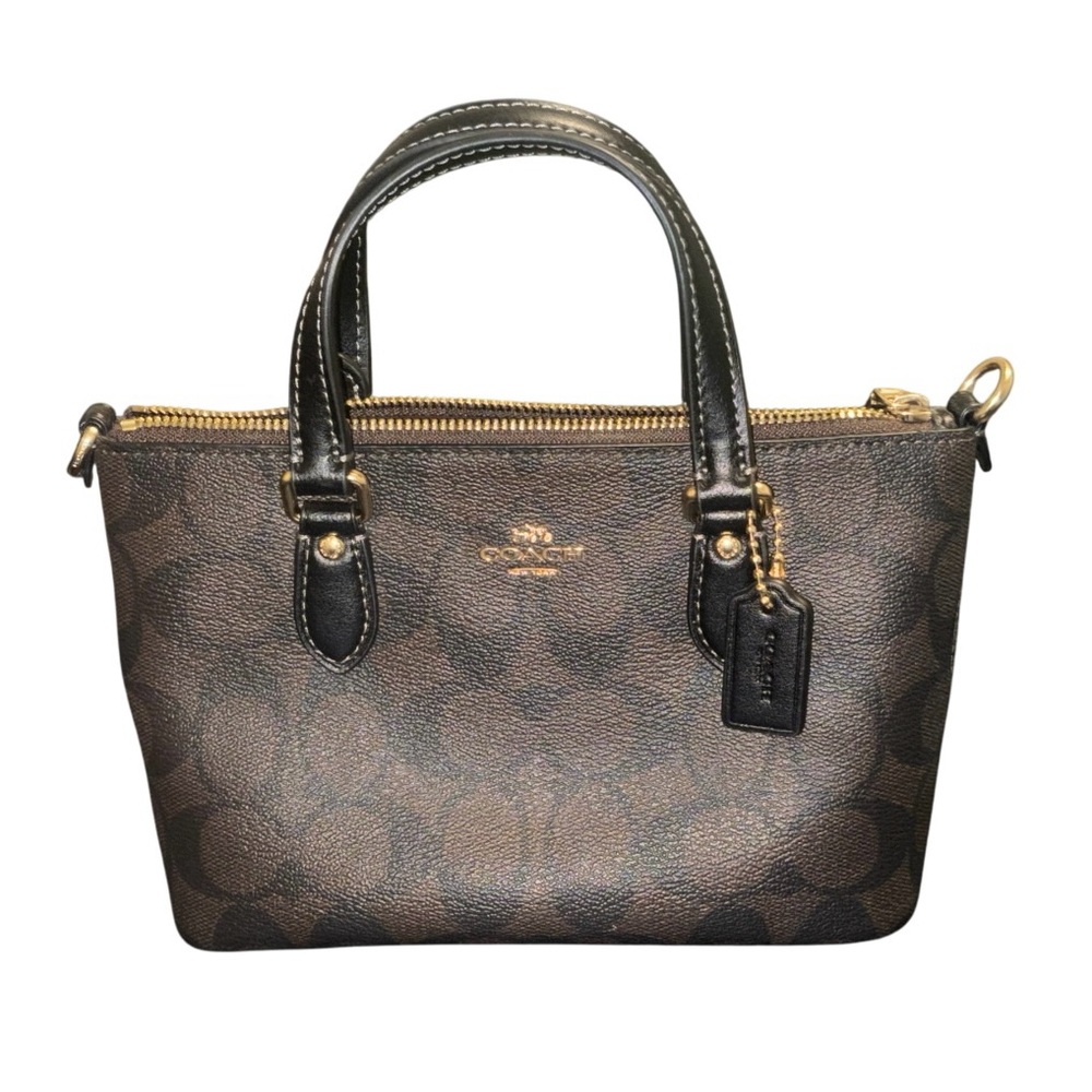 Coach Brown and Black Trapezoidal Tote